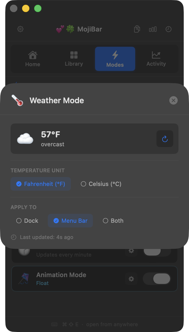 MojiBar Weather Mode